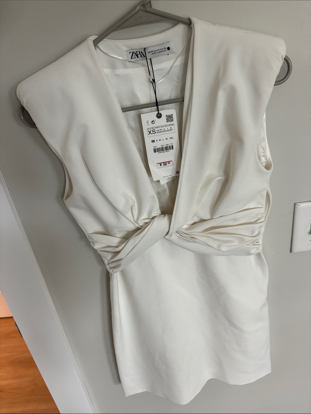 Zara Cream Twist-Front Mini Dress